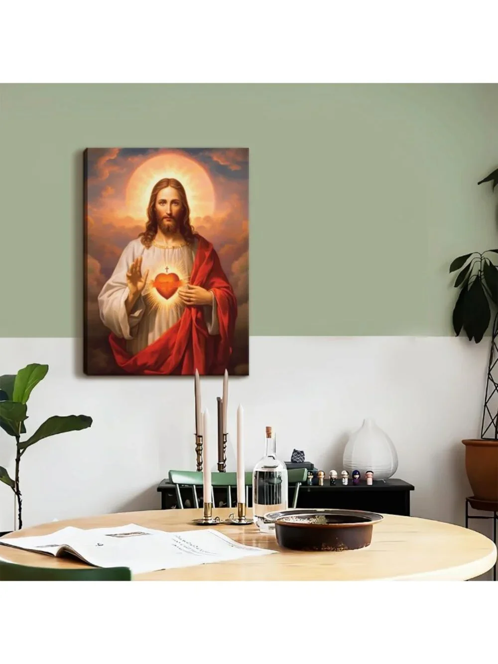 Sacred Heart of Jesus Wall Art - Divine Mercy Canvas Print, Christian Decor